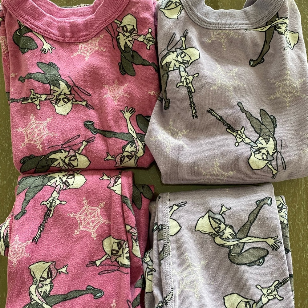 4T Hanna Anderson Organic Cotton Ghost Spider Pajama Set - 2 sets Pink & Purple